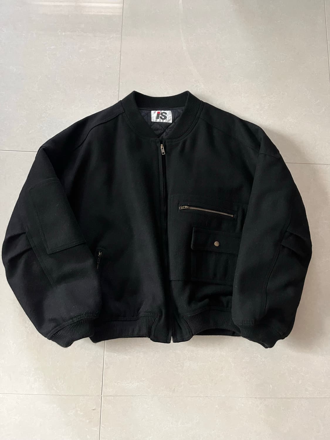 80s 빈티지 이세이미야케 케어라벨 울 봄버 자켓 상품이미지1