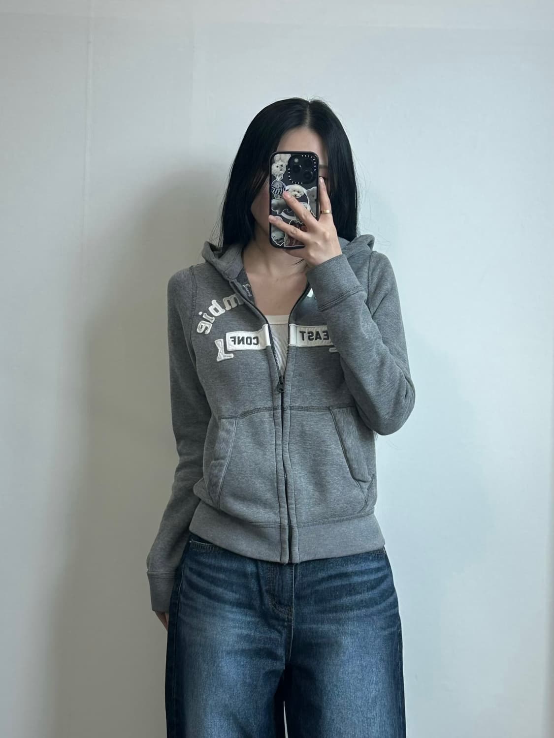 아베크롬비 y2k 와투케 그레이 딱붙 후드집업 상품이미지1