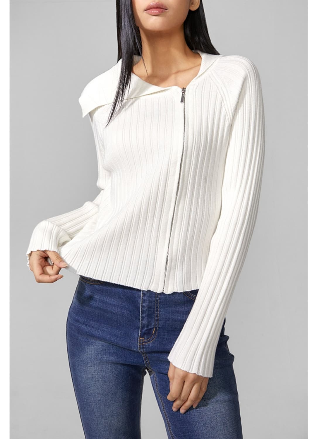 택있는새옷)미쏘 집업니트&가디건 블랙m 상품이미지1