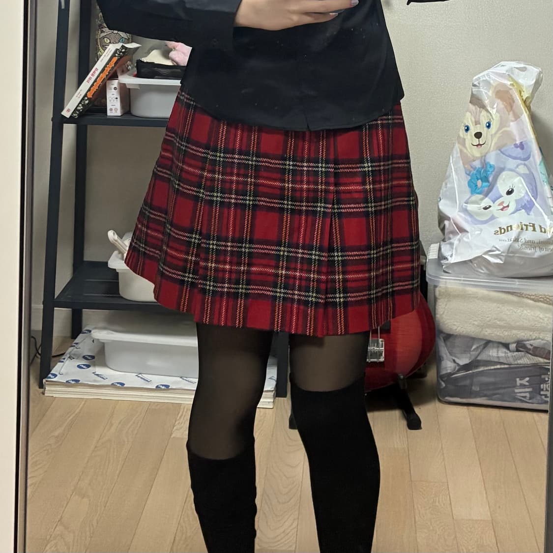 펑크 레드 체크 스커트 나나 미사 캐캐체 아무 상품이미지1