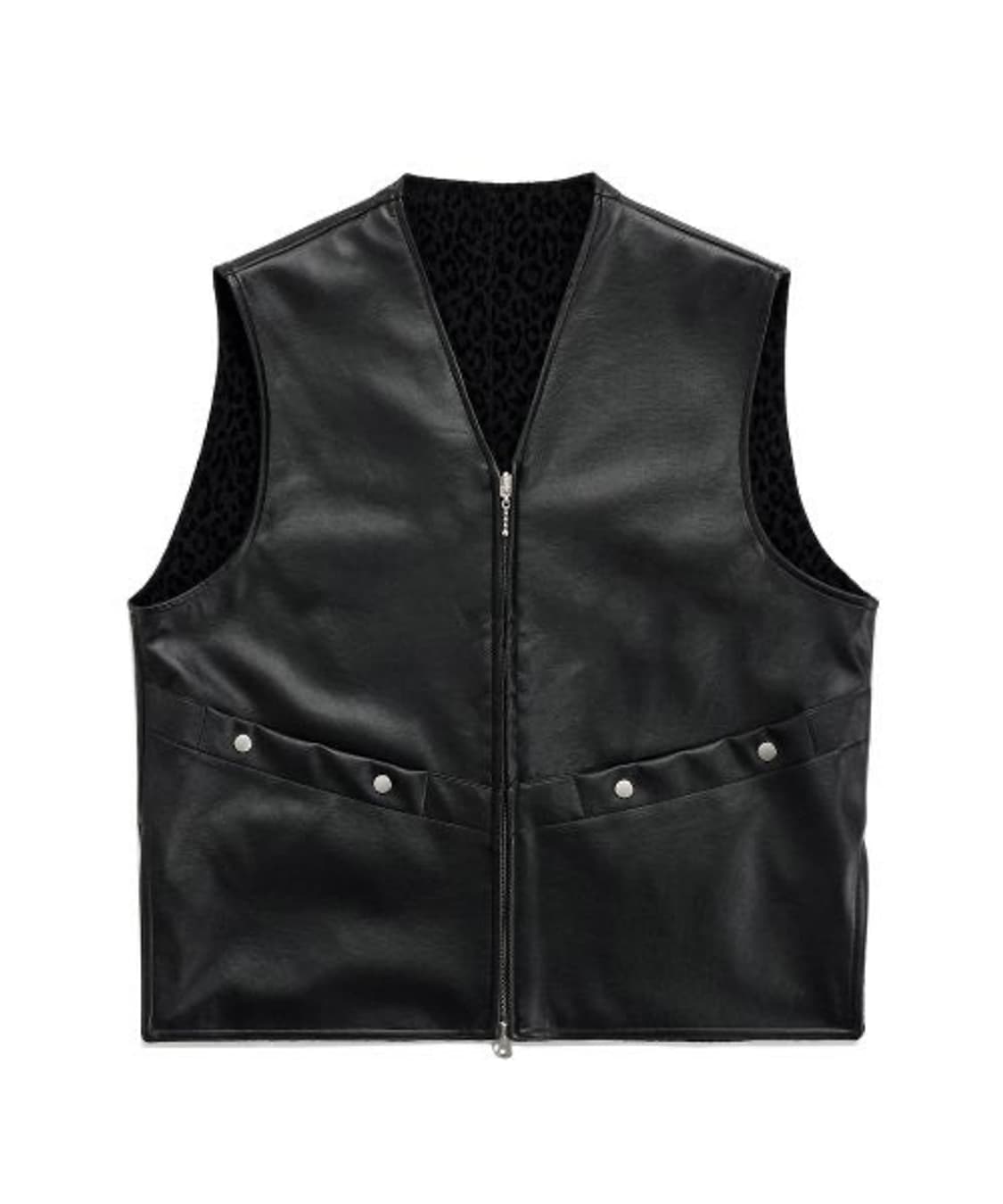 레오파드 가죽 레더 베스트 조끼 점퍼 리버시블 상품이미지1
