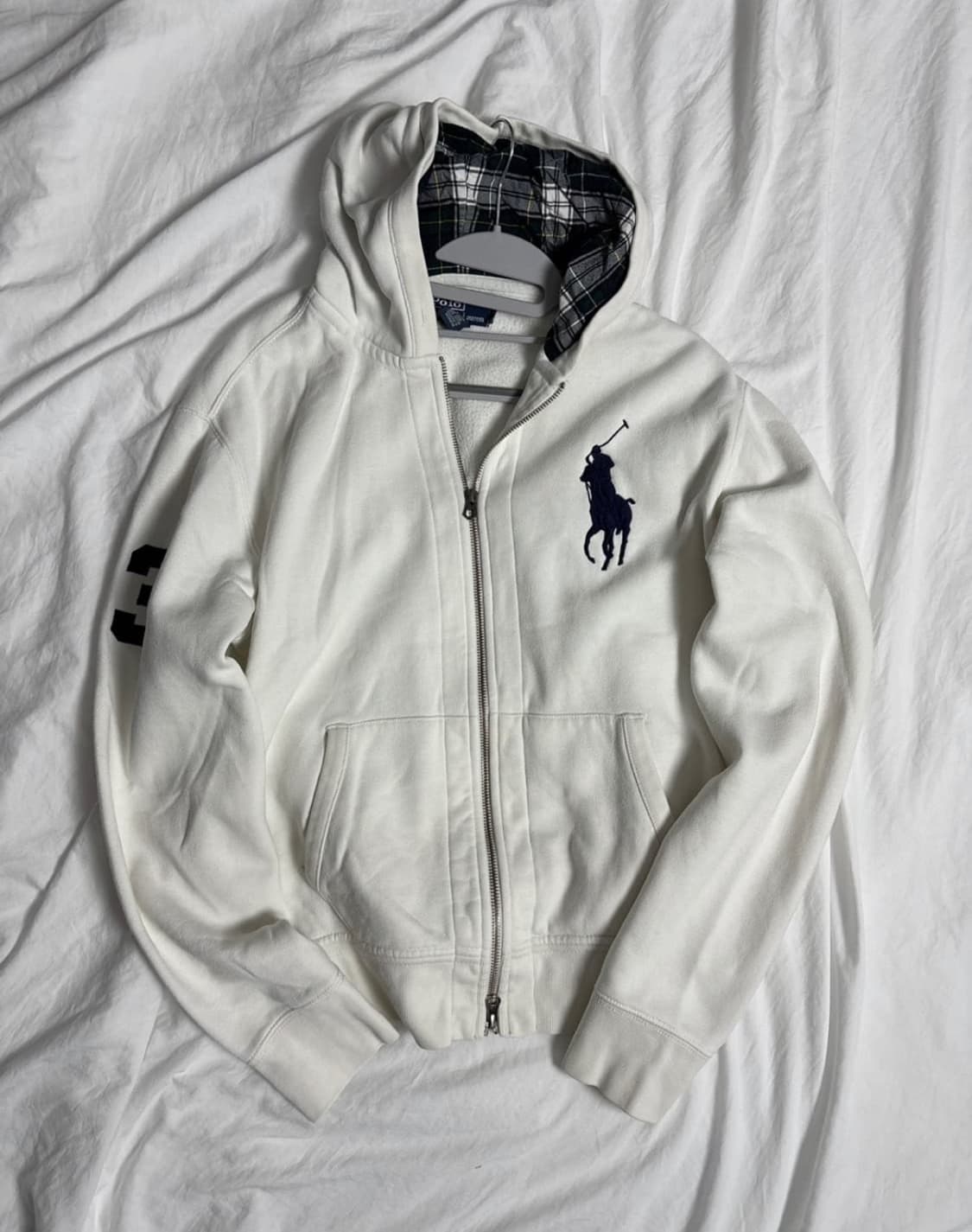 폴로 랄프로렌 빅포니 화이트 체크 후드집업 상품이미지1