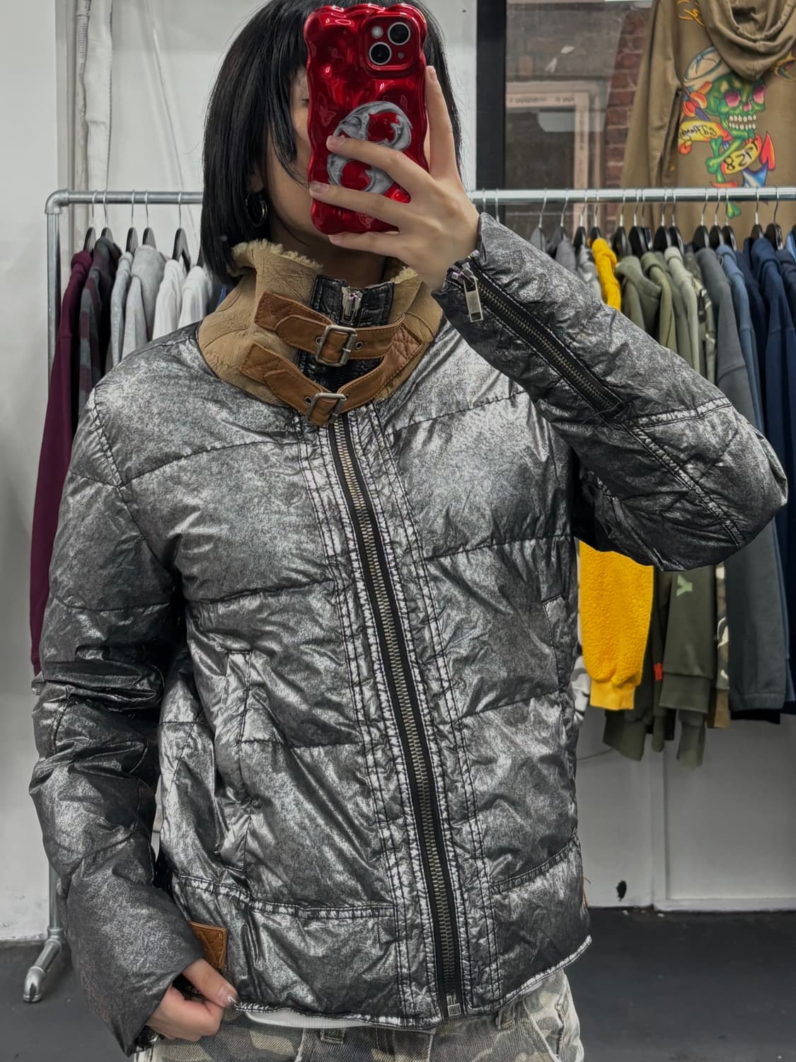 디젤 넥 버클 실버 패딩 상품이미지3