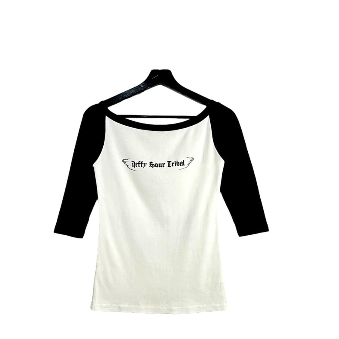 펑크 백프린팅 오프숄더 티셔츠  상품이미지2