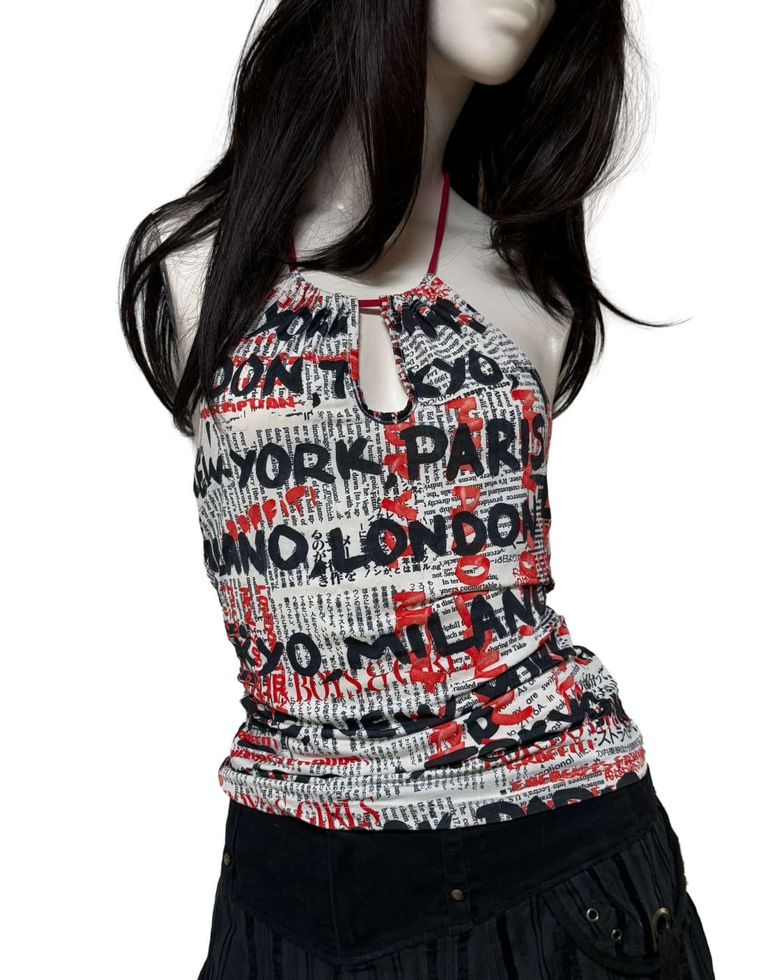 Vintage lettering y2k halter neck top 상품이미지2