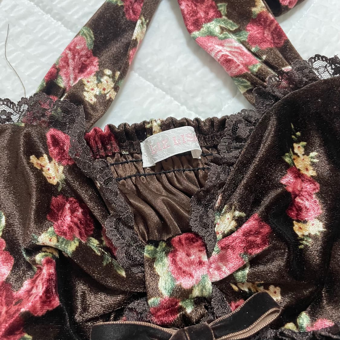 Liz lisa 고전 리즈리사 히메카지 플로럴 빅리본  홀터탑 라떼갸루 상품이미지6