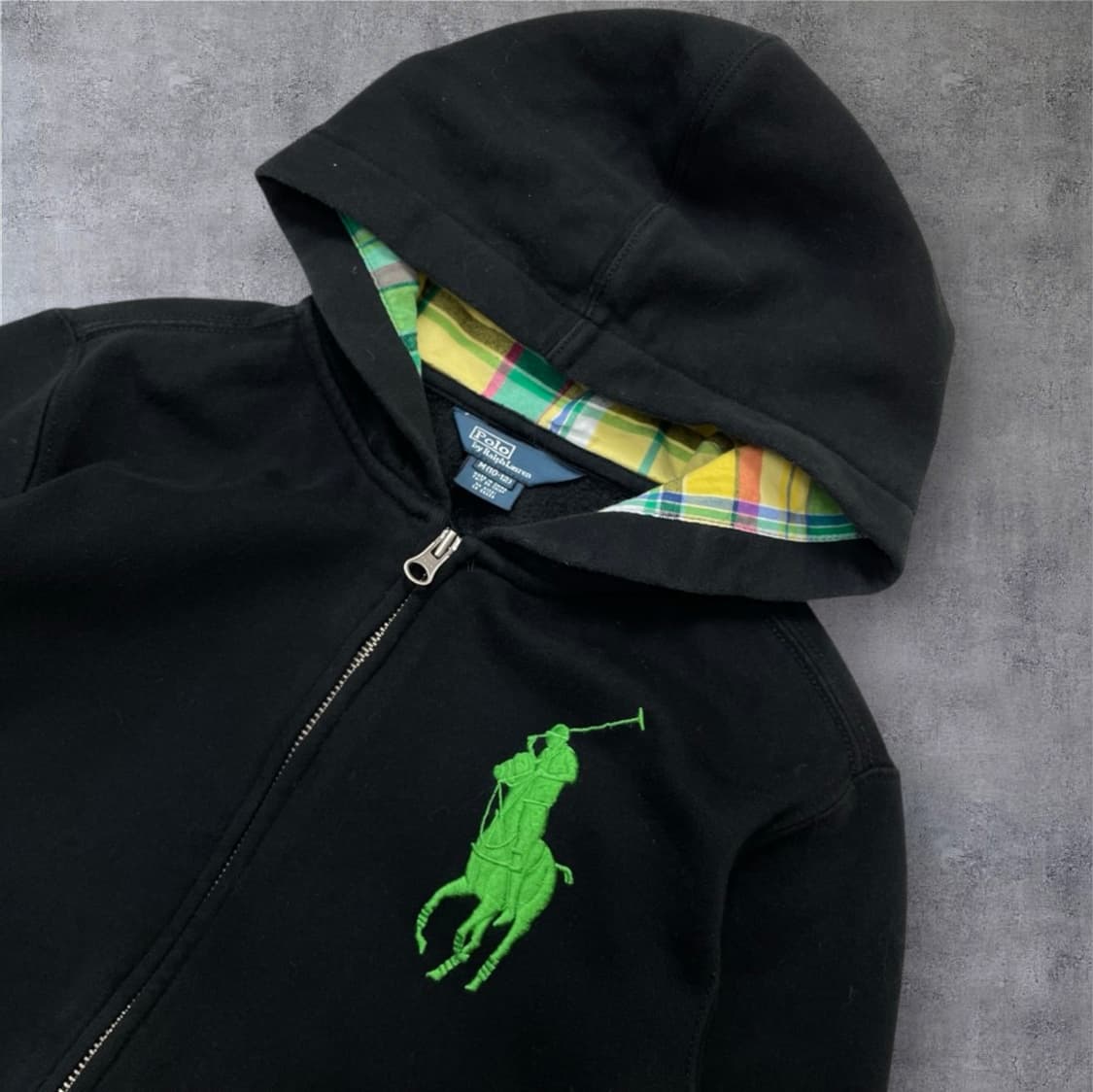 폴로 랄프로렌 블랙 빅포니 체크 후드집업 M(10-12) 상품이미지4