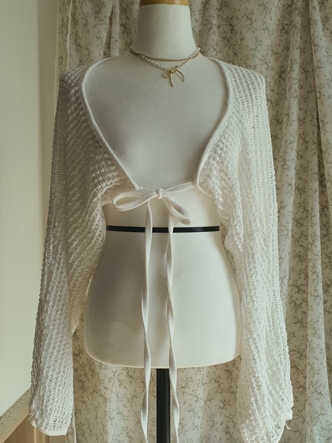 [빈티지] 화이트 매듭 숏 가디건 볼레로 상품이미지1