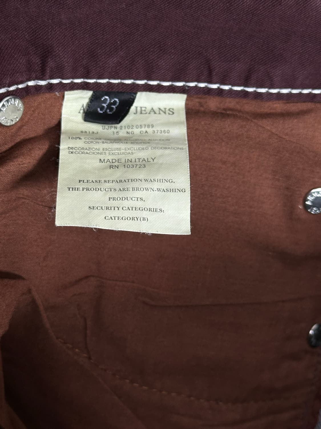 AJ ARMANI 남성 블랙 데님 33 상품이미지5