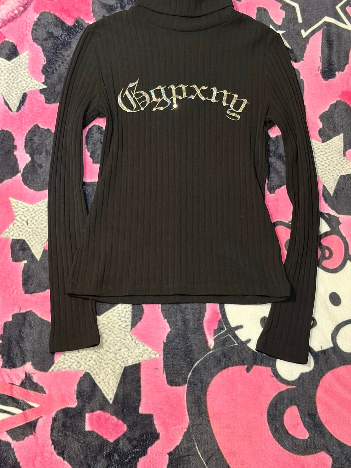 Y2K Glitter cubic back slit turtleneck 상품이미지9