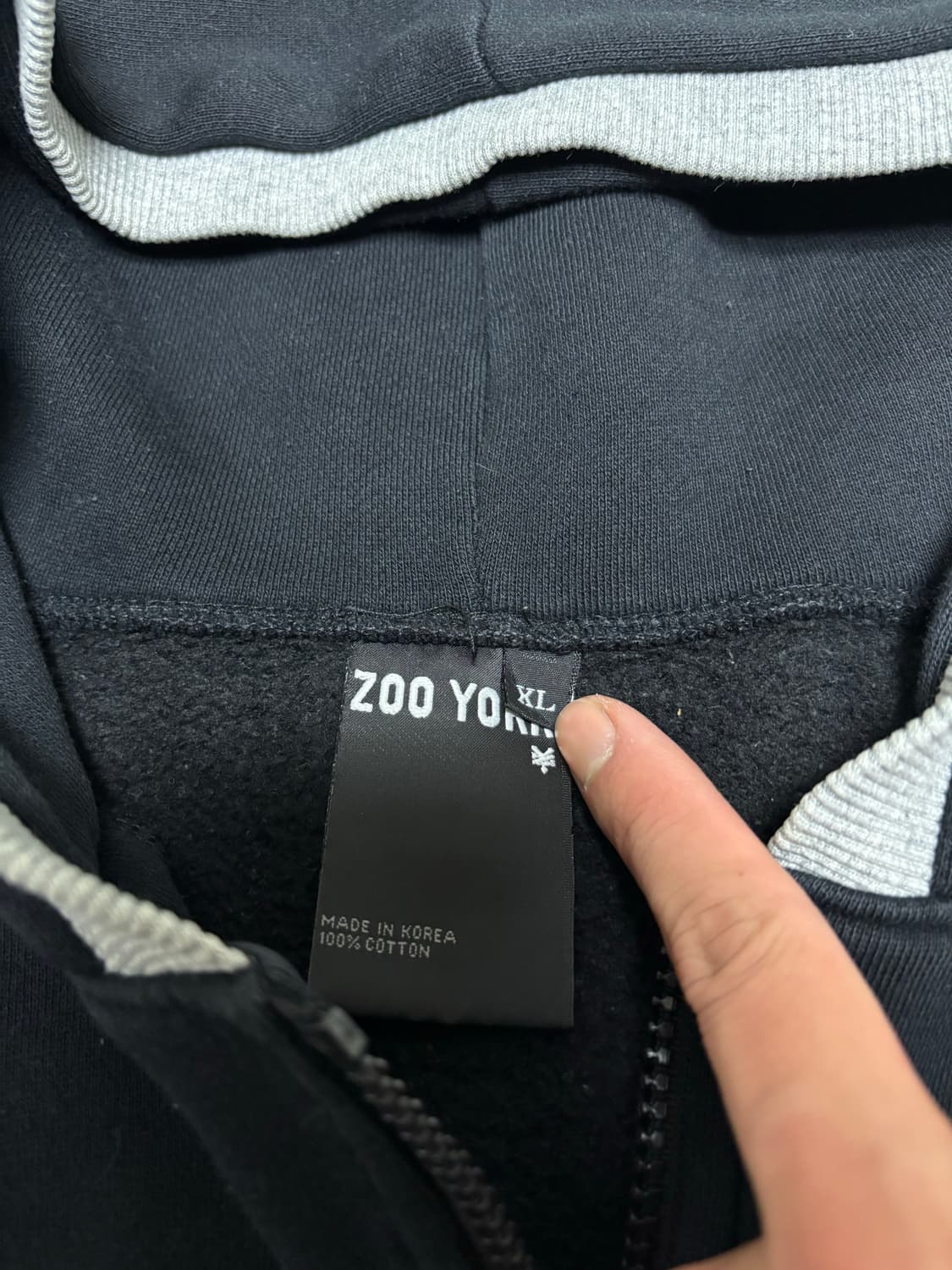 주욕 ZOO YORK 블랙 후드집업 XL 상품이미지4