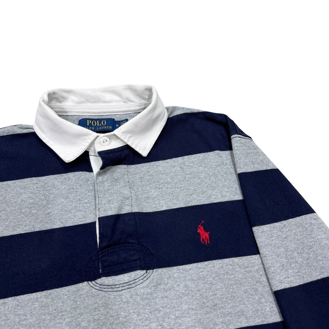 폴로 랄프로렌 QR 스트라이프 럭비 PK 카라티 네이비 그레이 M 상품이미지2
