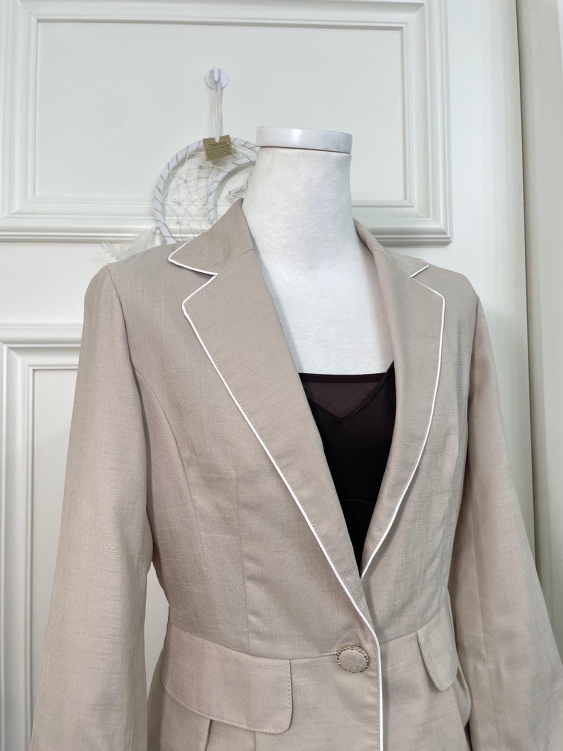 beige white line summer jacket(size-9) 상품이미지6