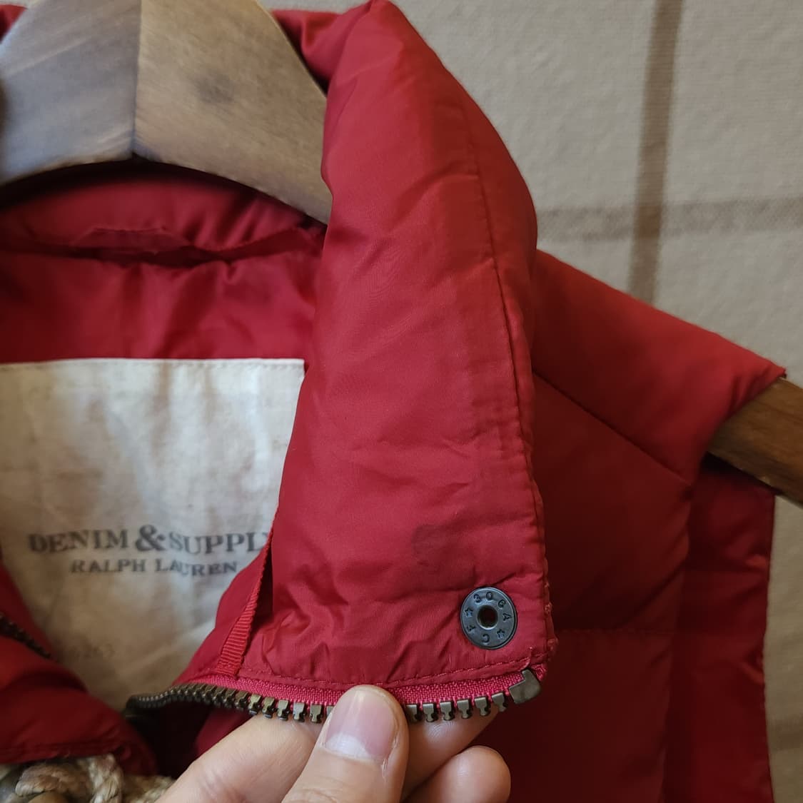 폴로 패딩 조끼 데님앤서플라이 패딩 베스트 더플 버튼 레드 xs 상품이미지6
