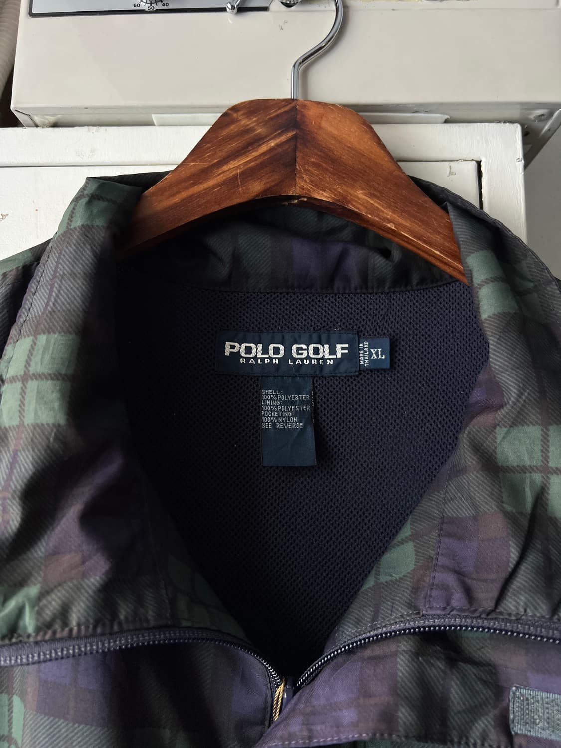 [XL]90's 폴로 랄프로렌 골프 블랙와치 체크 나일론 아노락 웜업 상품이미지2