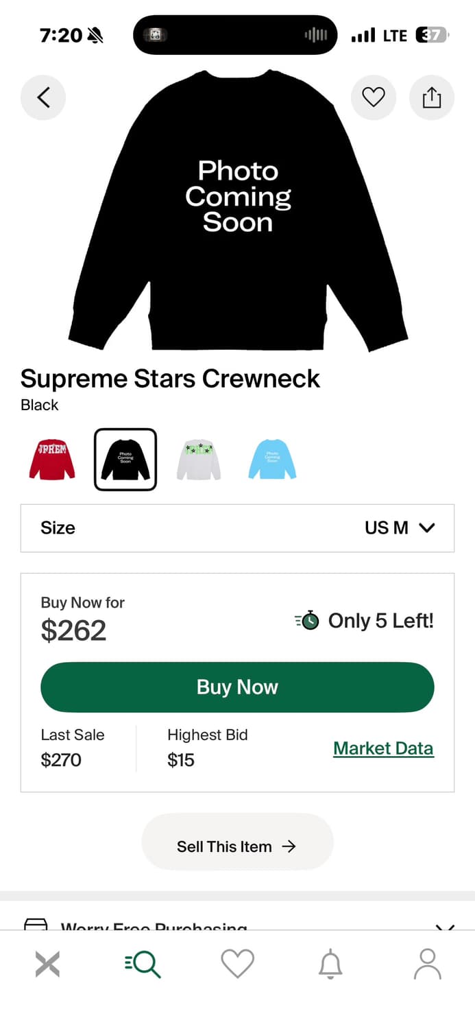 슈프림 [민트급.정품] 스타 맨투맨 (시세 40만) L(105) 상품이미지4