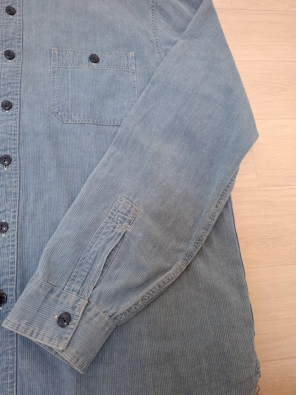 XL RRL 인디고 샴브레이 와바시 스트라이프 워크 셔츠 블루 상품이미지2
