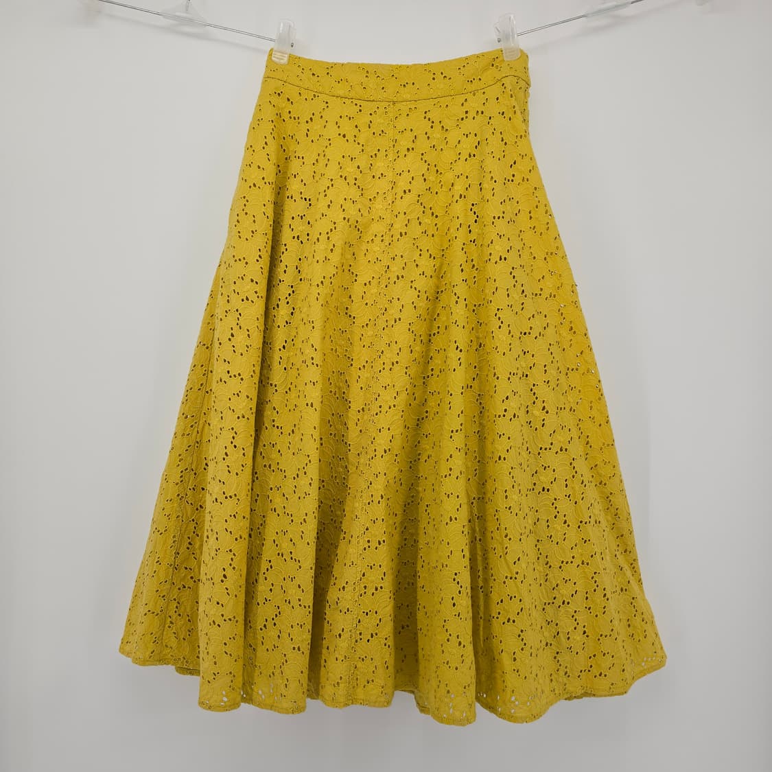 빈티지 레이스 롱스커트 옐로우 밴딩 스커트 여성 데이트룩 상품이미지1
