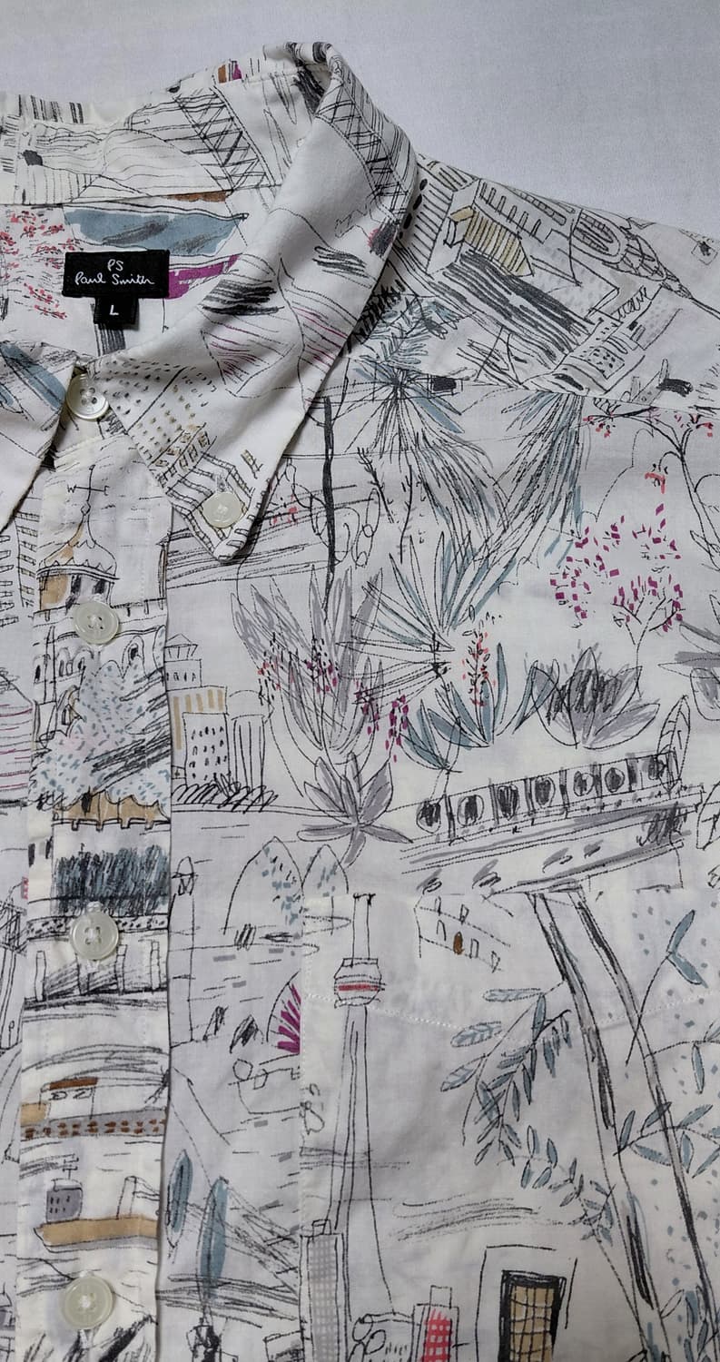 (95) PS Paul Smith 시티 랜드마크 드로잉 셔츠 - 일본산 상품이미지1