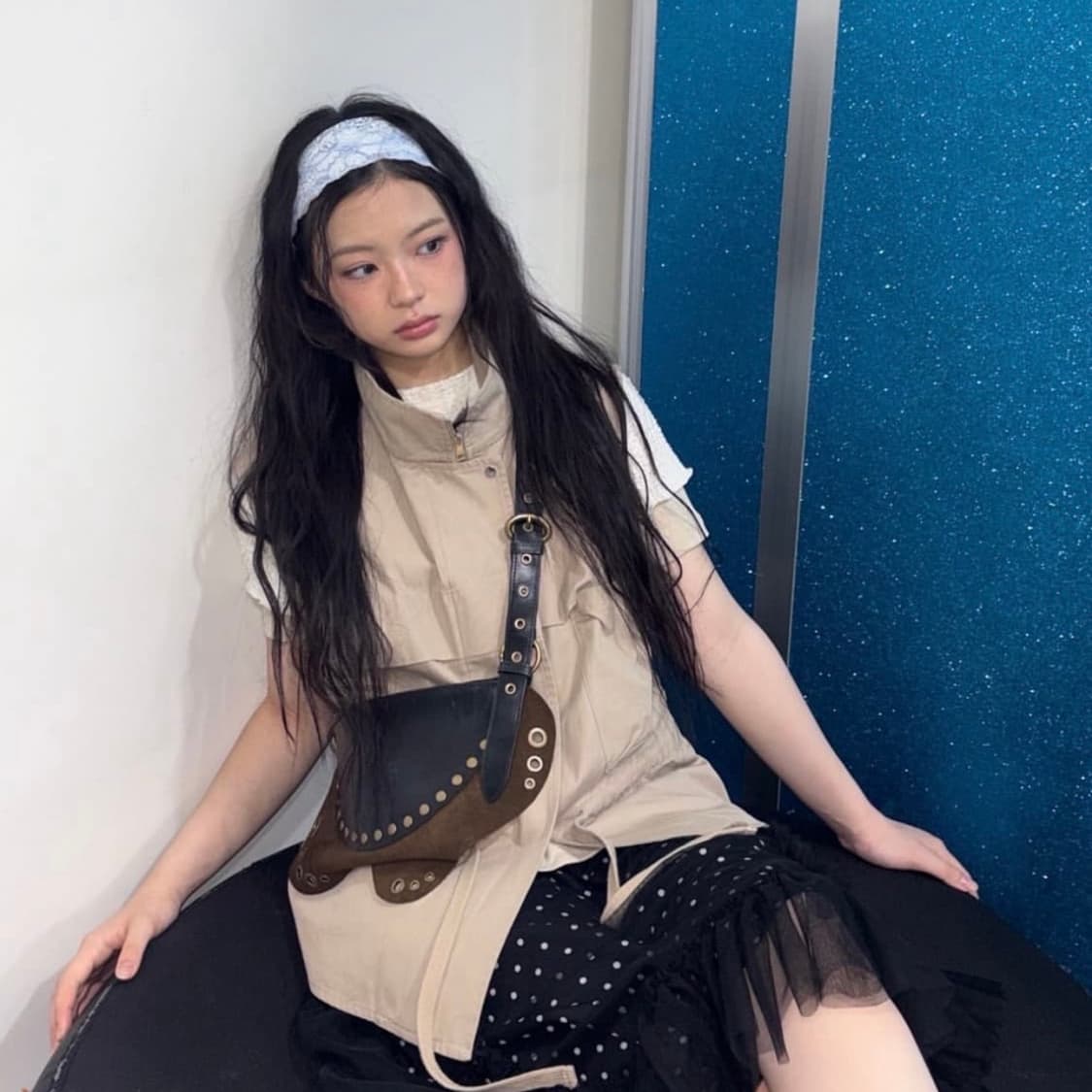 생긴 스튜디오 밴딩 러플 샤 도트 스커트 상품이미지1