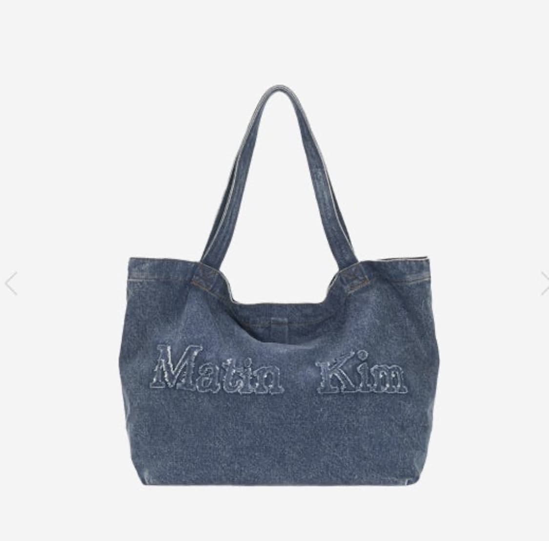 마뗑킴 로고 워시드 데님 토트백 블루 데님백 상품이미지1