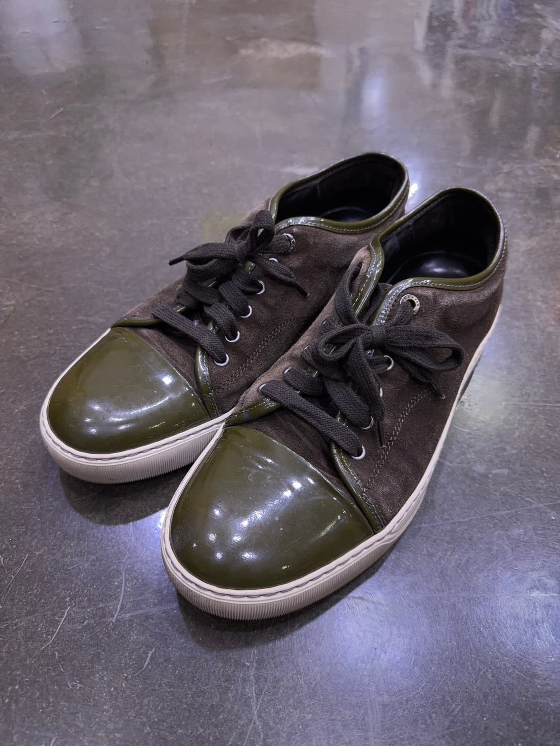 랑방 벨루어 스웨이드 레더 브라운 올리브 스니커즈 7 (260) 상품이미지1