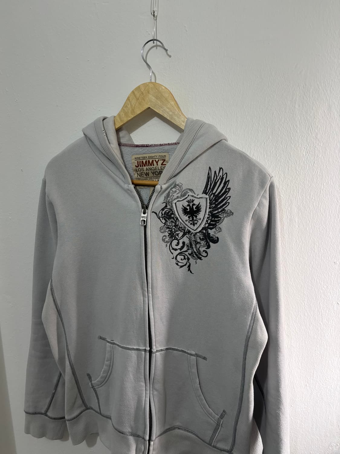 Vintage Graphic Applique Hood Zip-Up 상품이미지5