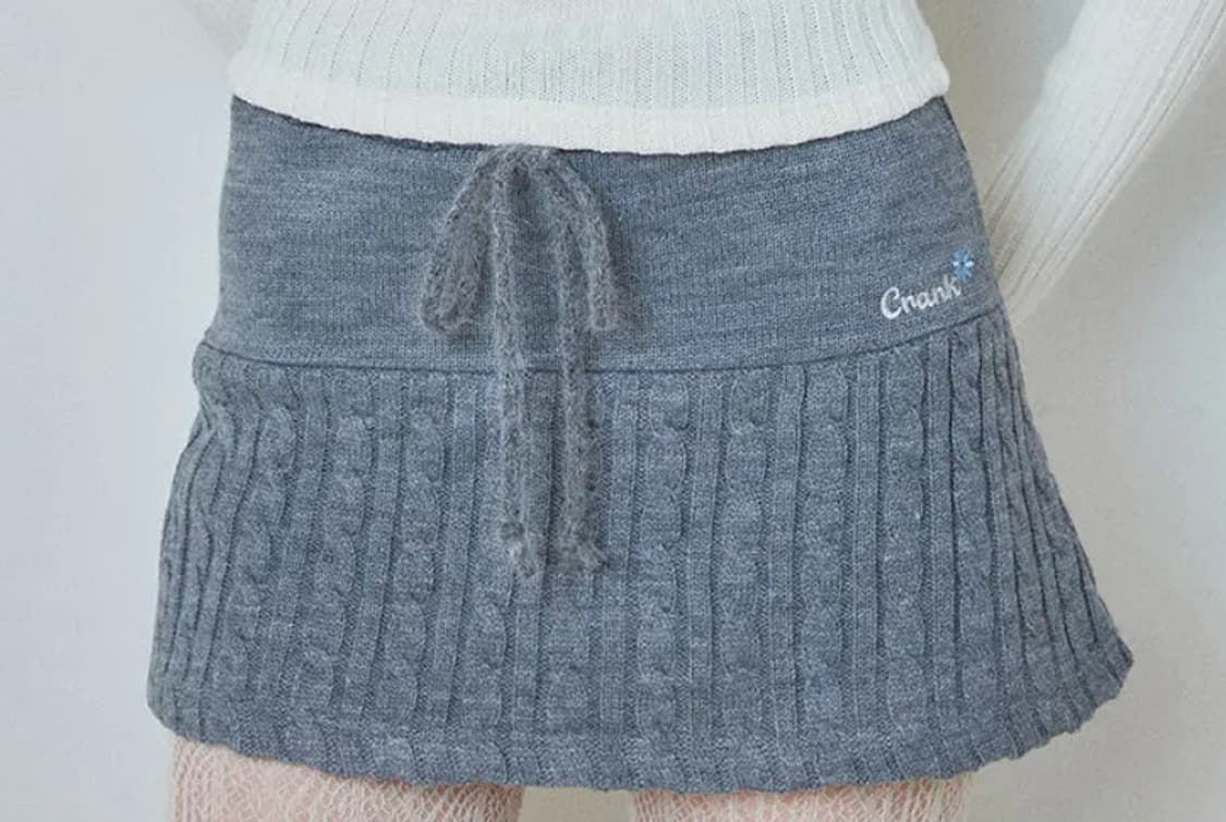 크랭크 니트 플레어 스커트 (gray) 상품이미지1