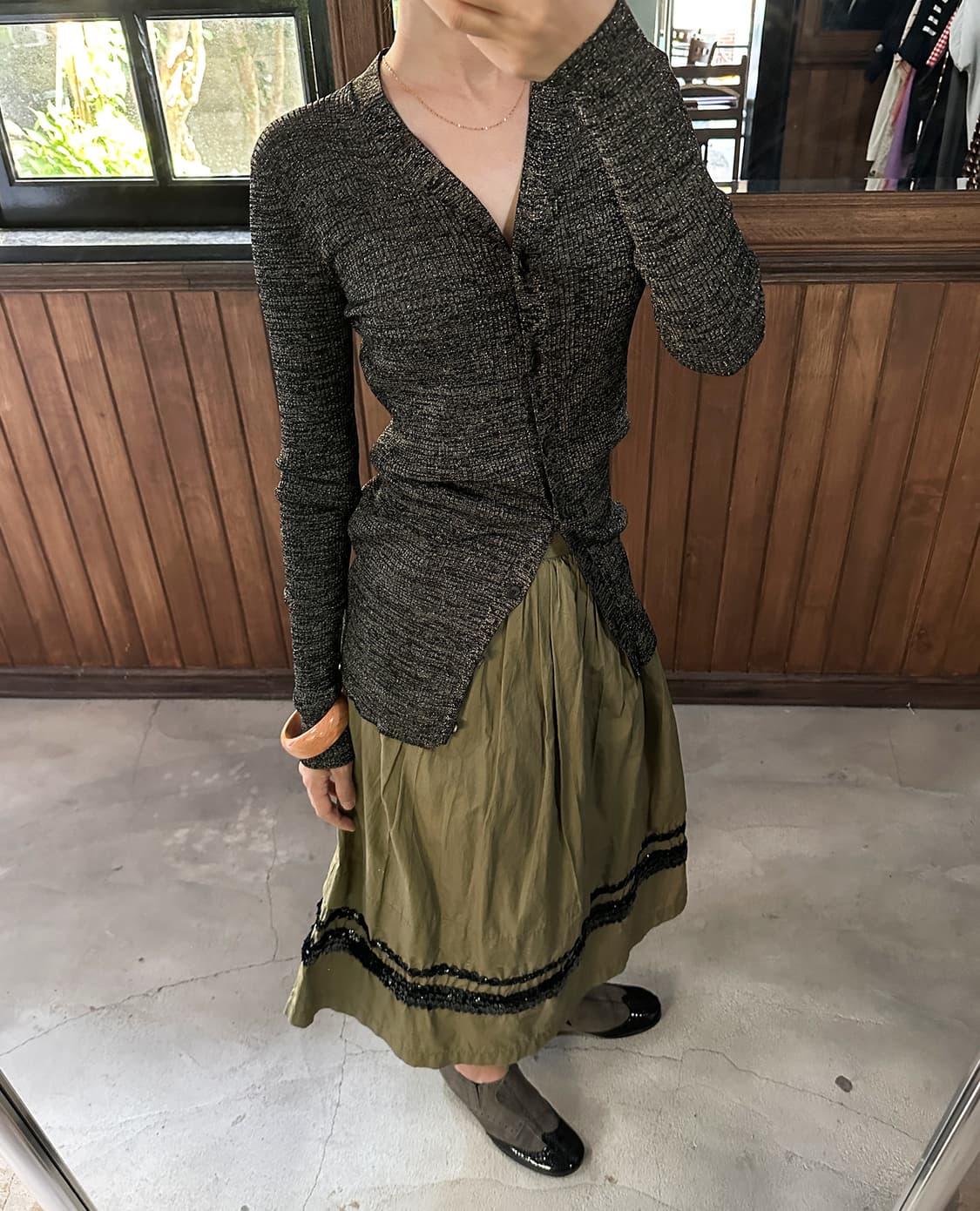 COMME DES GARCONS olive gathered skirt 상품이미지2