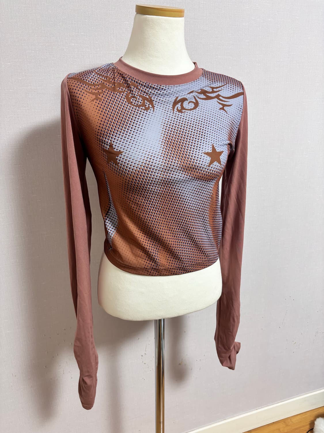 Badee 배디 셔링 티셔츠 탑 HALFTONE MESH SHIRRING 상품이미지1