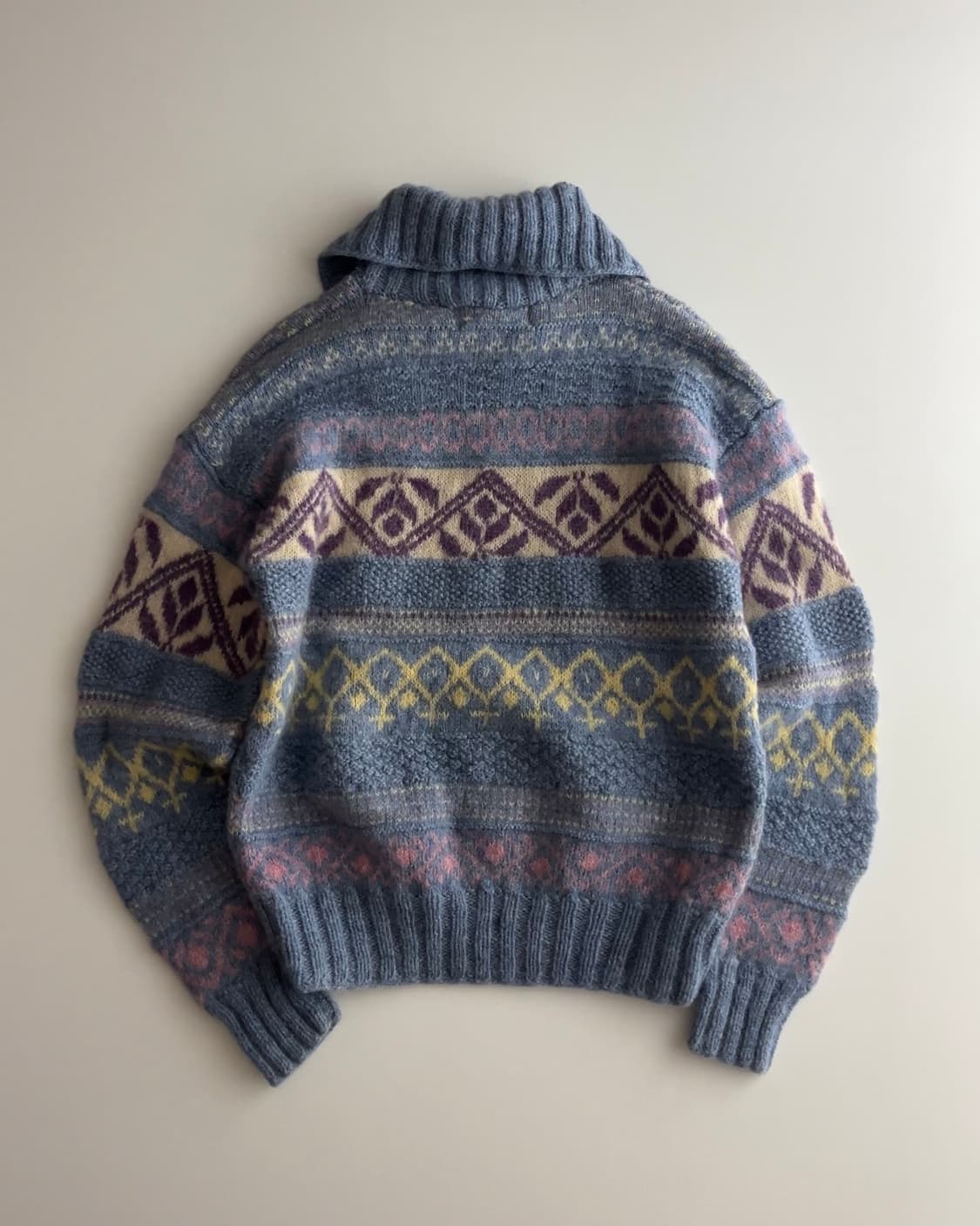 엘엘빈 셰틀랜드 울 숄카라 빈티지 패턴 니트 M 상품이미지2
