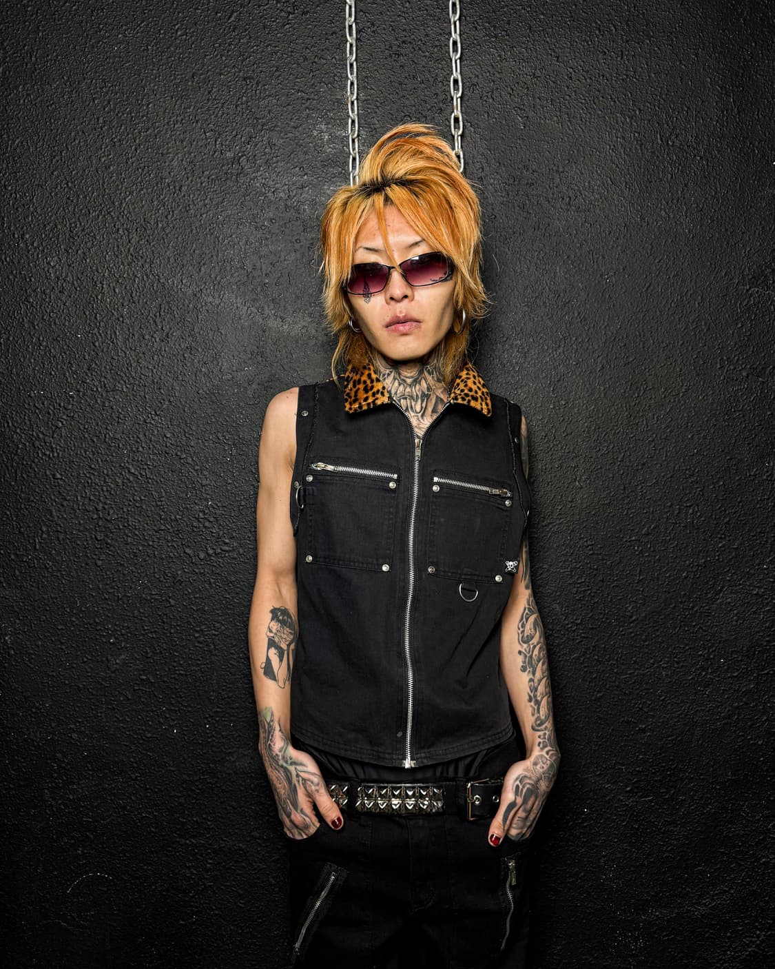 Black & Leopard Zip Vest 상품이미지1