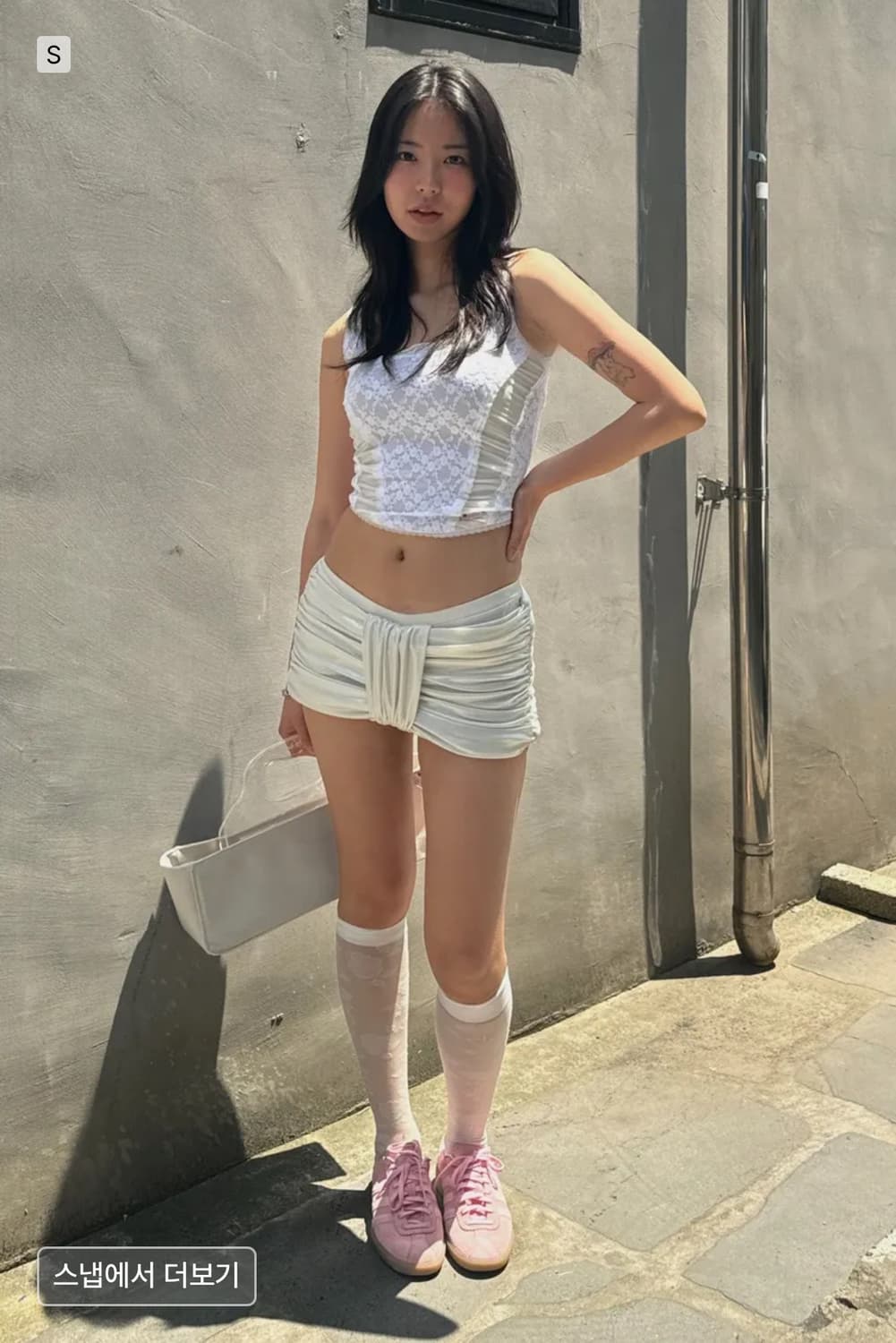 Sculptor Metalic Bow Micro Skirt Pearl 상품이미지6