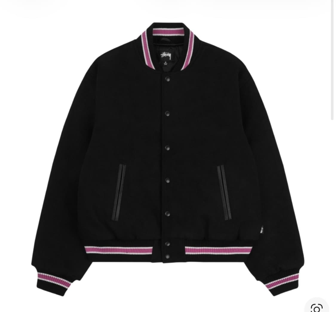 스투시 S 토크 멜튼 바시티 자켓 블랙 xl 상품이미지1