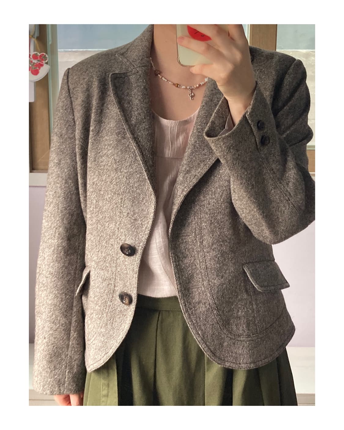 일본 브라운 울 블레이저 상품이미지4