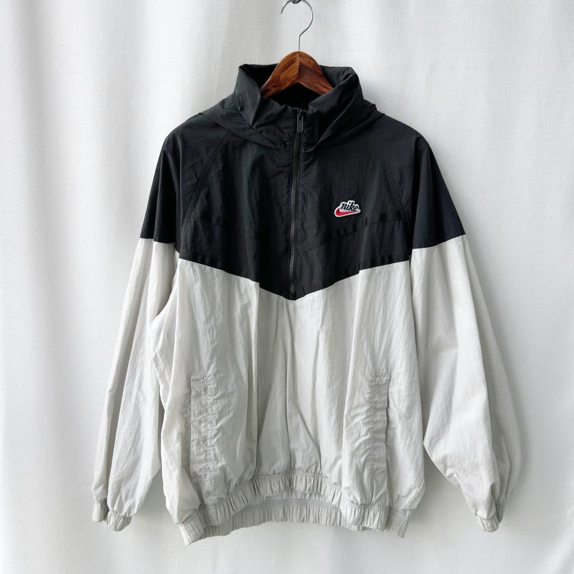 나이키 하프 집업 우븐 나일론 후드 바람막이 블랙 화이트 XXL 상품이미지1
