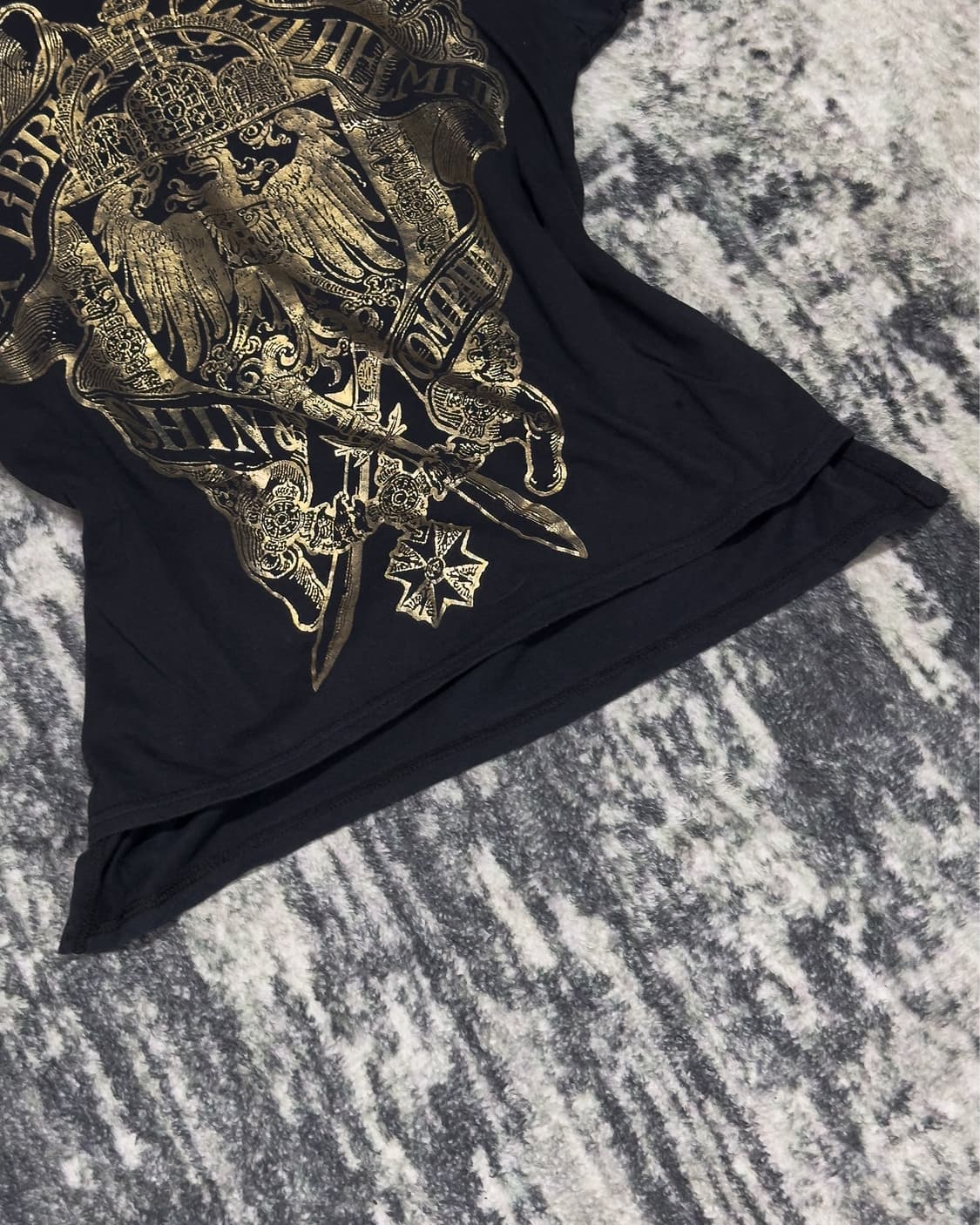 {UNKNOWN} Metal Gold Printed Cropped Tee 상품이미지6