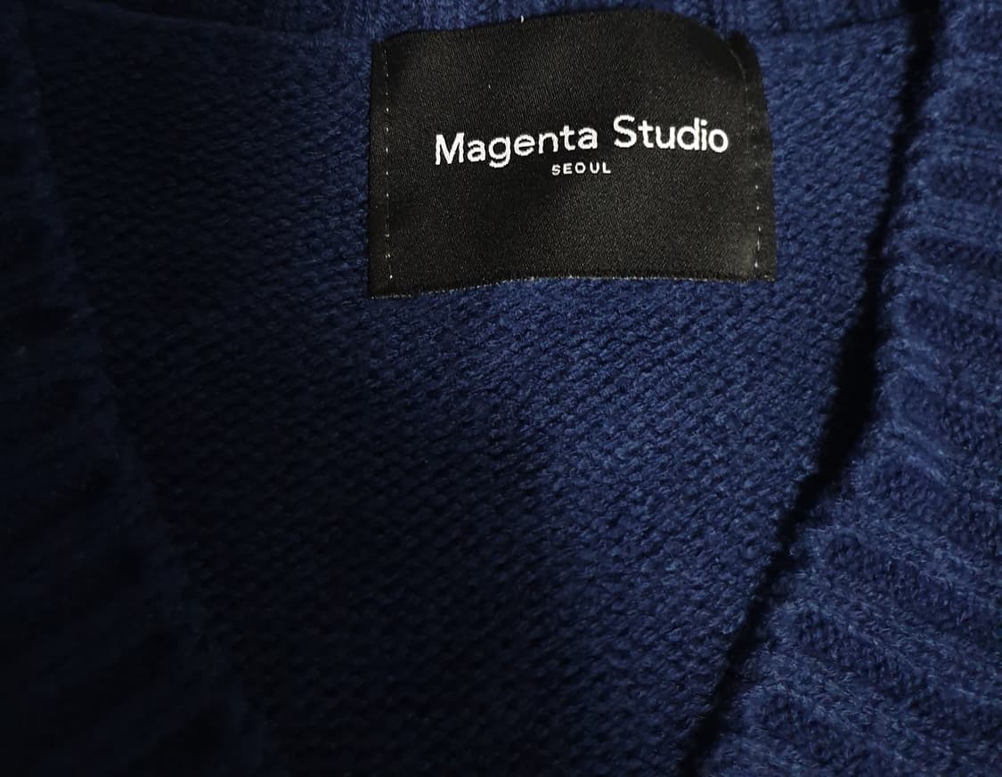 마젠타스튜디오 브이넥 케이블 니트 조끼 베스트 네이비 (F) 상품이미지3