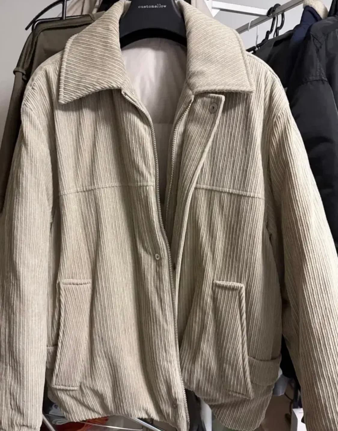 솔리드옴므 코듀로이 패딩 점퍼 50사이즈 아이보리색 상품이미지1