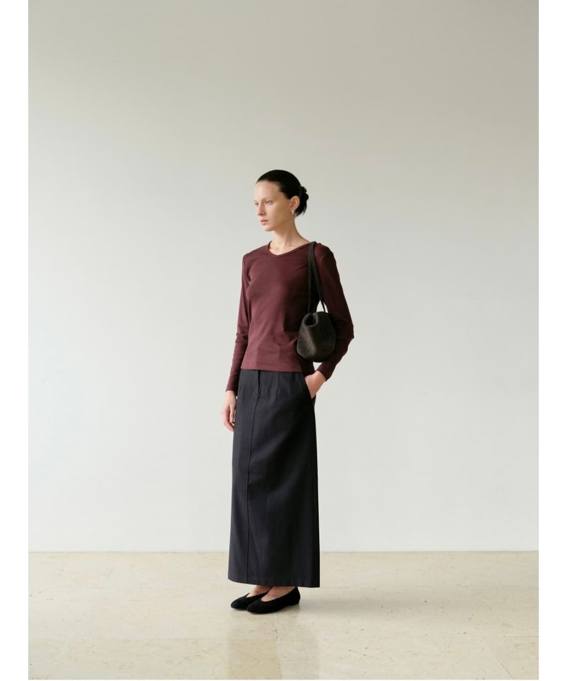 롱스커트 Maxi wool skirt in black 상품이미지5