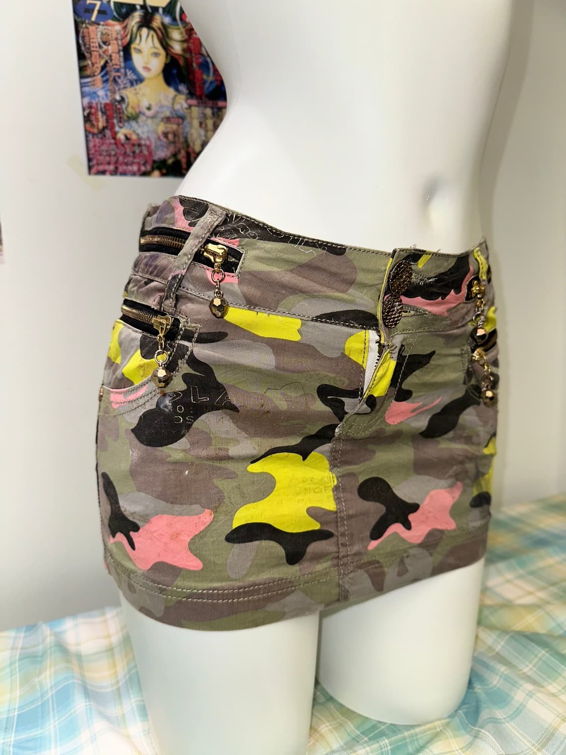 pink camouflage zipper detail skirt 상품이미지4