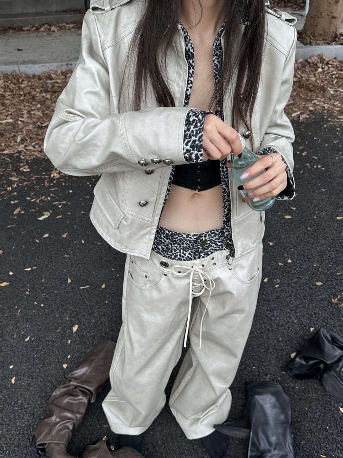 Fulltide leopard pants white 상품이미지1