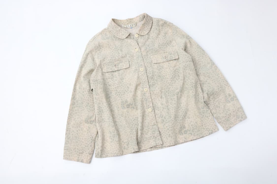 AGASA 아가사 빈티지 레오파드 패턴 라운드 카라 워크 셔츠 상품이미지2