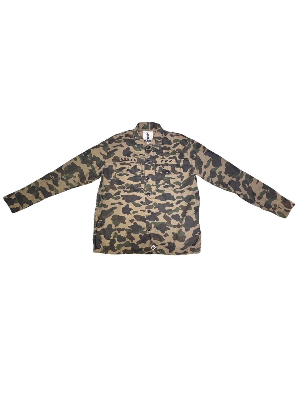 빈티지 90s 베이프 BAPE 밀리터리 카모 CAMO 셔츠 L 상품이미지1