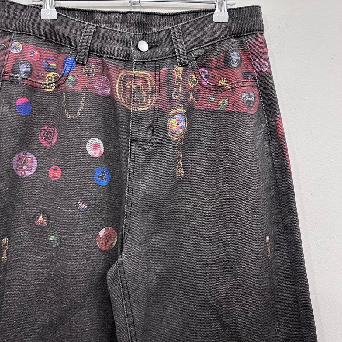 빈티지 디지털프린팅 와이드핏 그레이 데님팬츠 상품이미지1