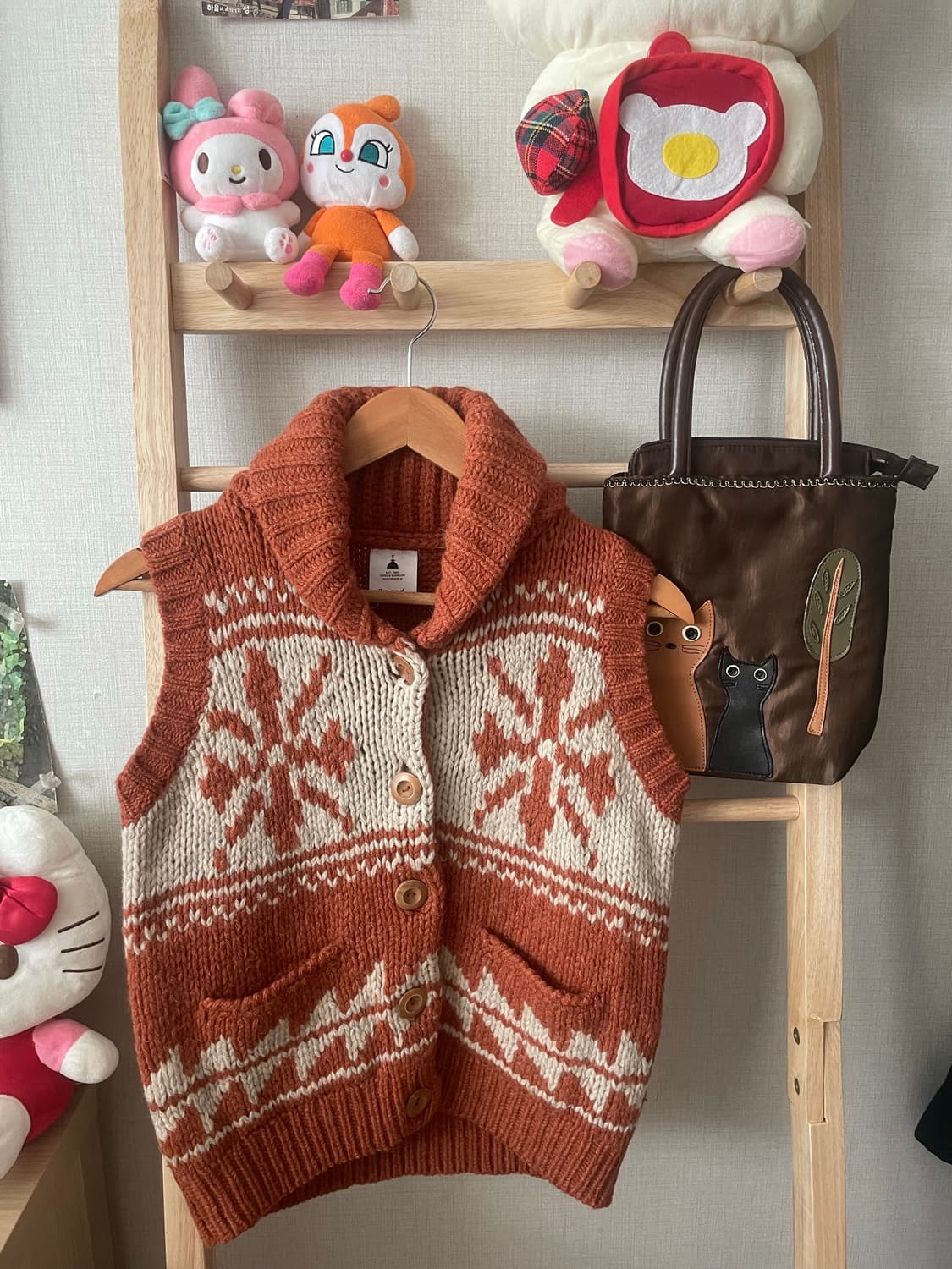 모리걸 빈티지 히피 노르딕 조끼 세트 🧡💗🩶 상품이미지5