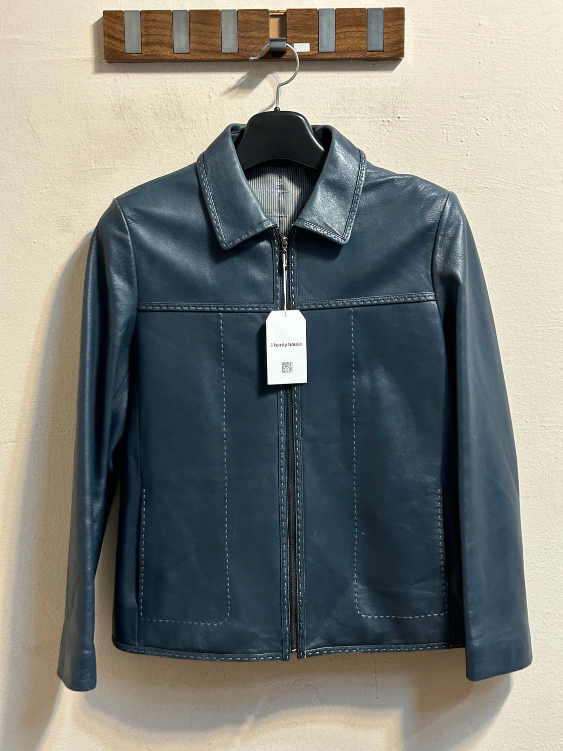 유즈드 스티치 레더 집업 자켓 상품이미지1