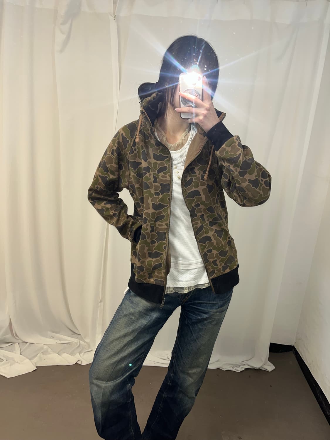 Y2K 카모 하이넥 집업 상품이미지7