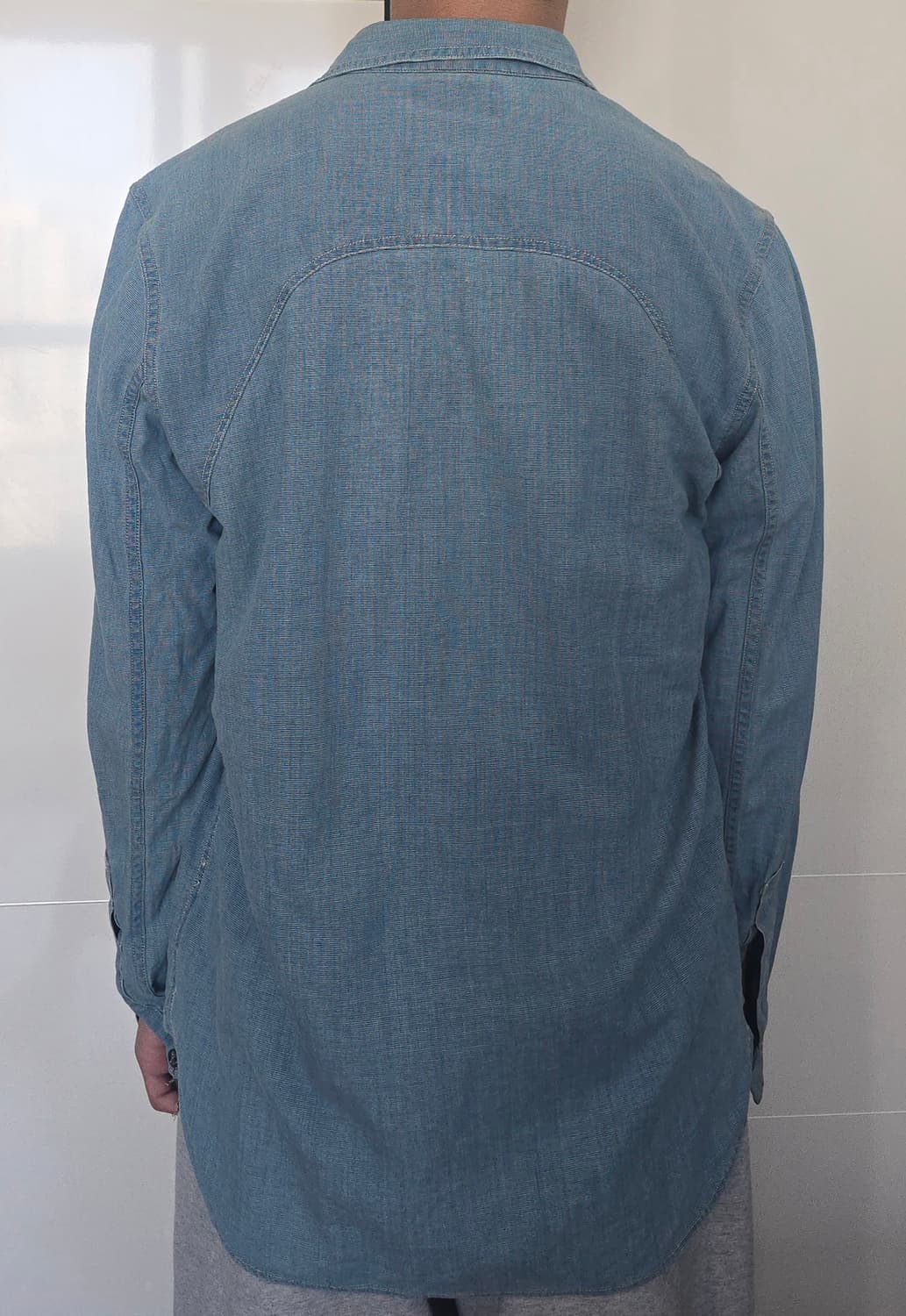 [M/100] RRL 인디고 풀오버 데님 셔츠 (톤 다운된 빈티지 블루 상품이미지2