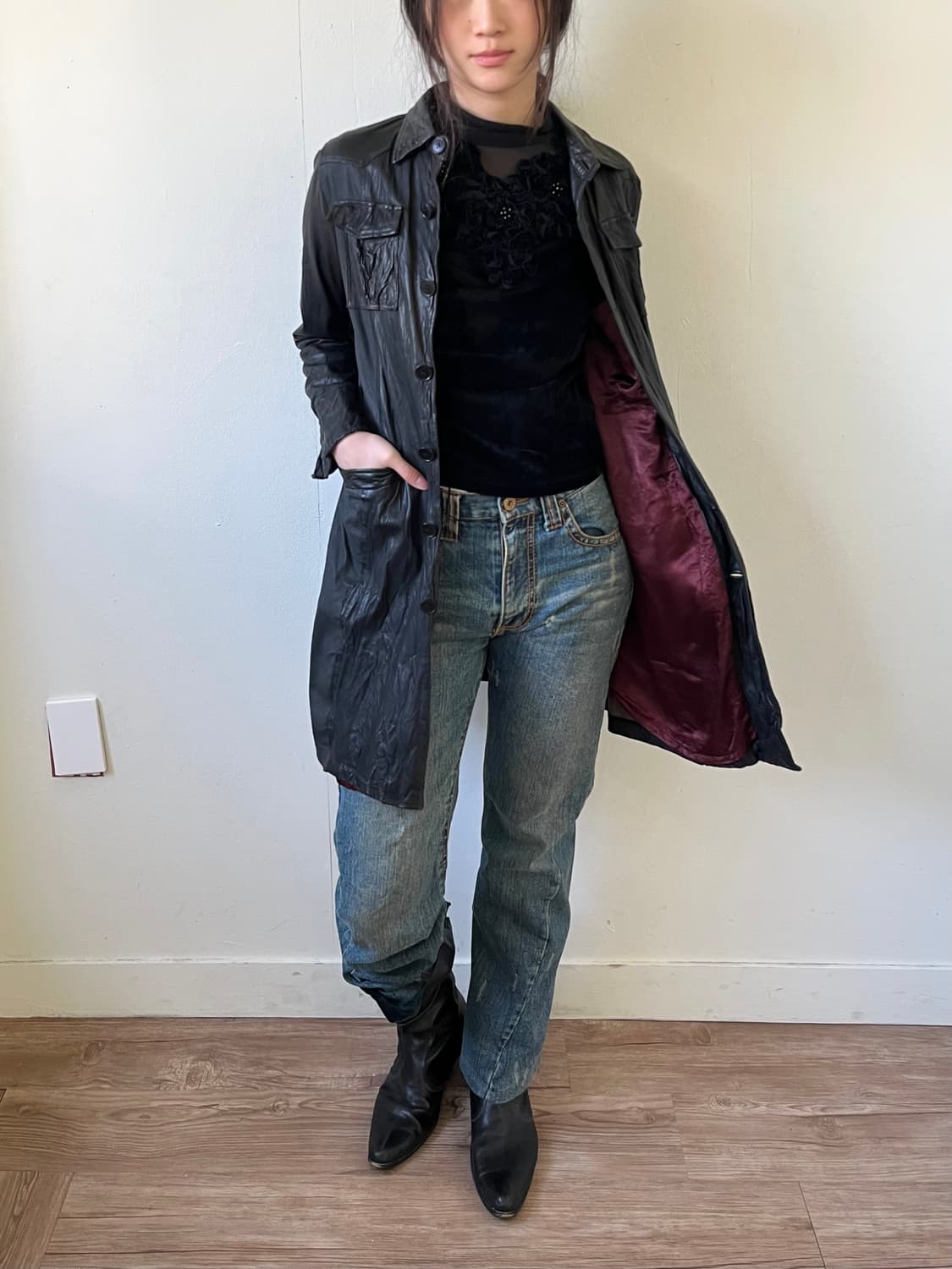 inbreed 레더 롱 자켓 상품이미지7